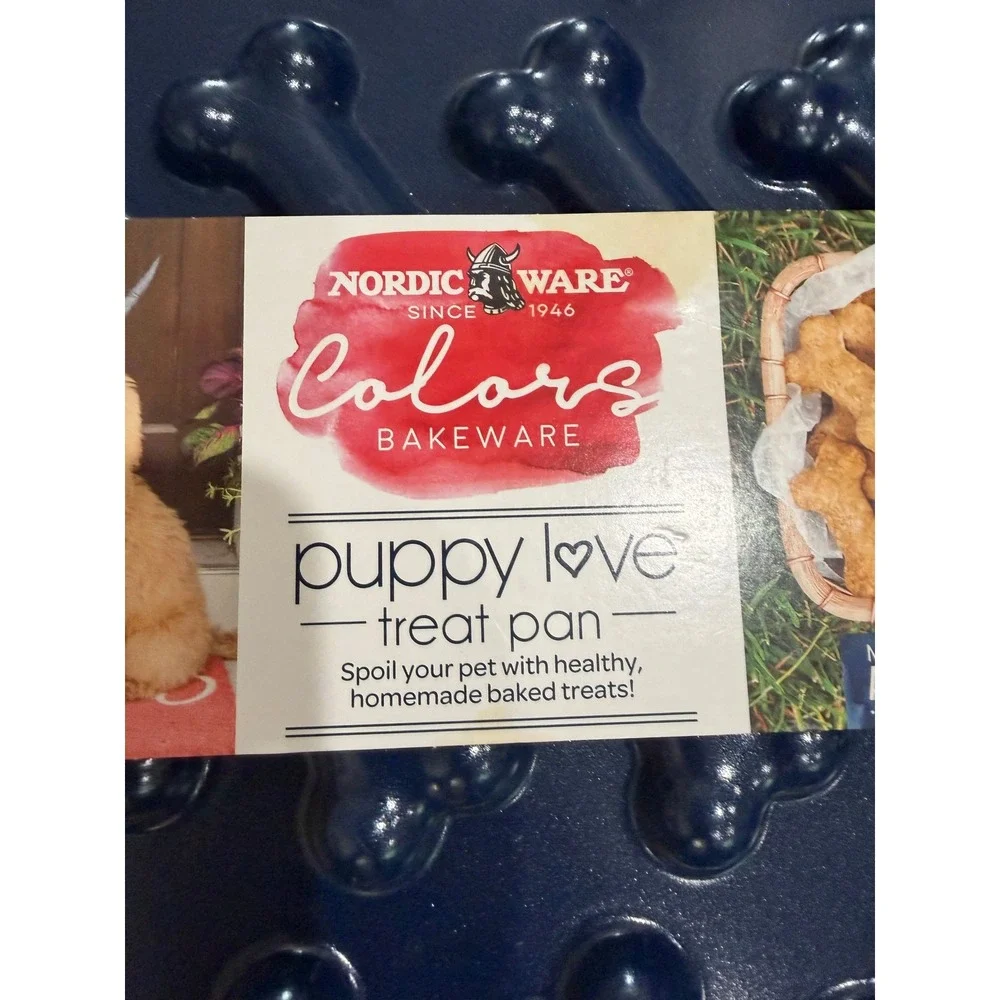 Nordic Ware Puppy Love Navy Dog Bone Treat‎ Pan Nonstick Baking Mold New W Tag